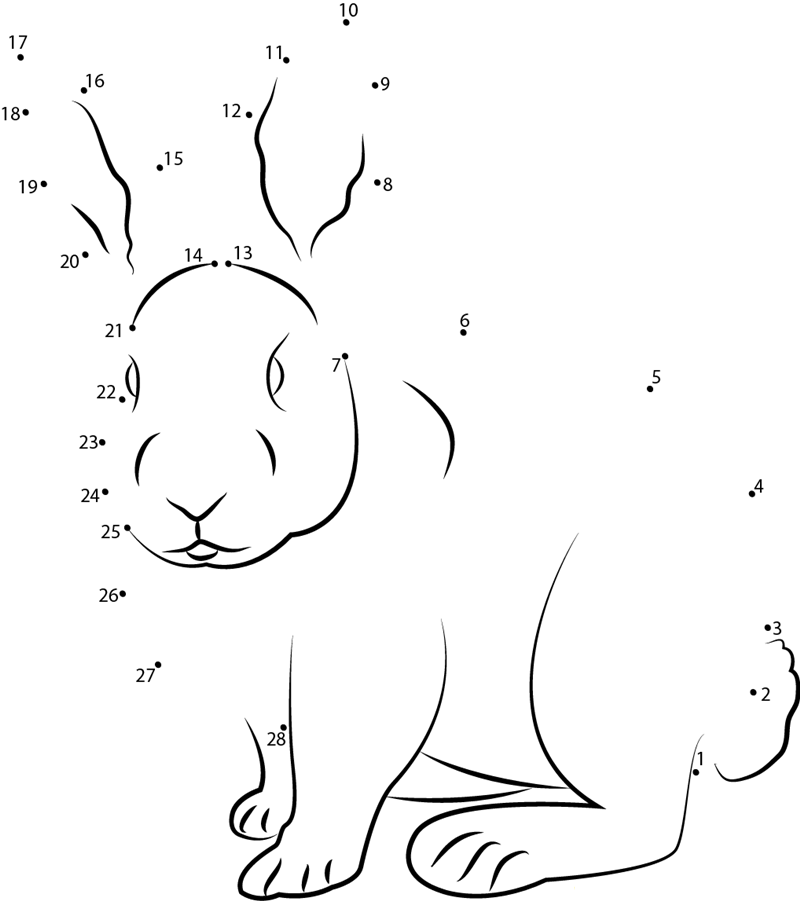 Sitting Rabbit dot to dot worksheets