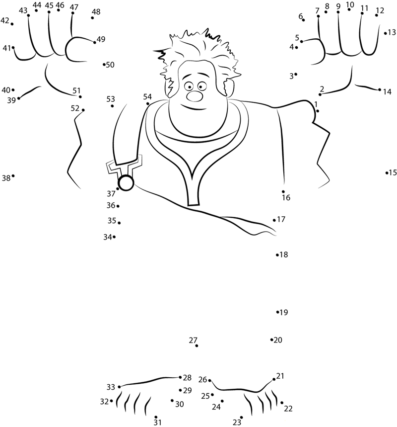 Wreck It Ralph Show His Power printable dot to dot worksheet