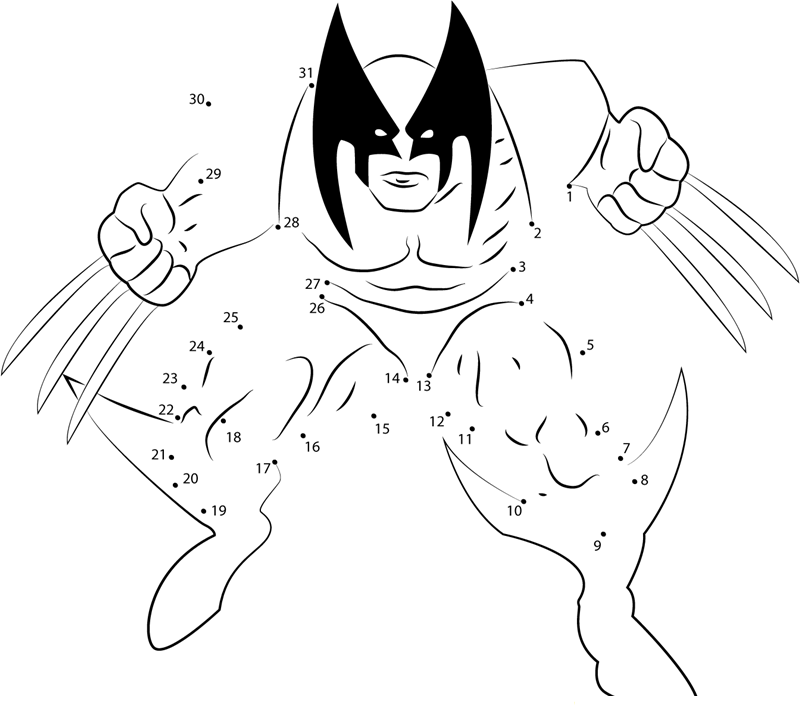 Wolverine Ready To Attack printable dot to dot worksheet