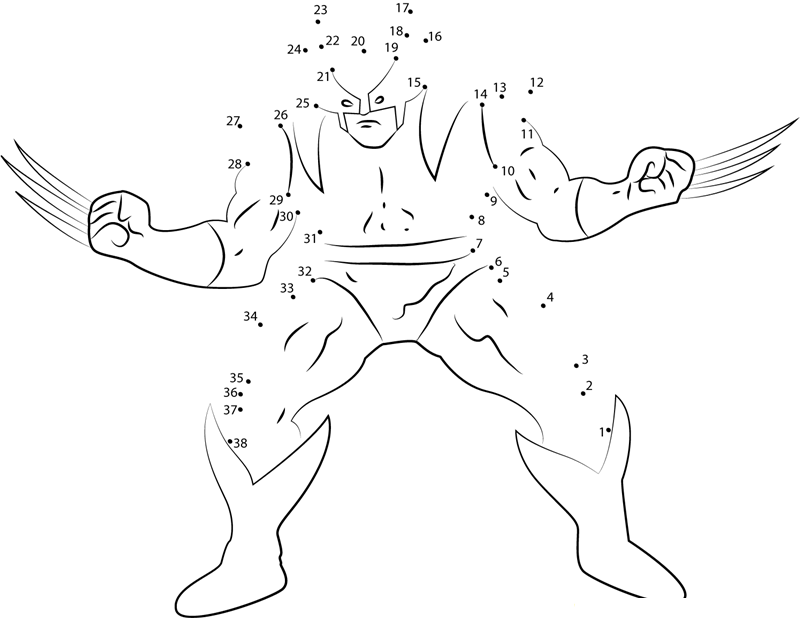 Wolverine Show His Power printable dot to dot worksheet