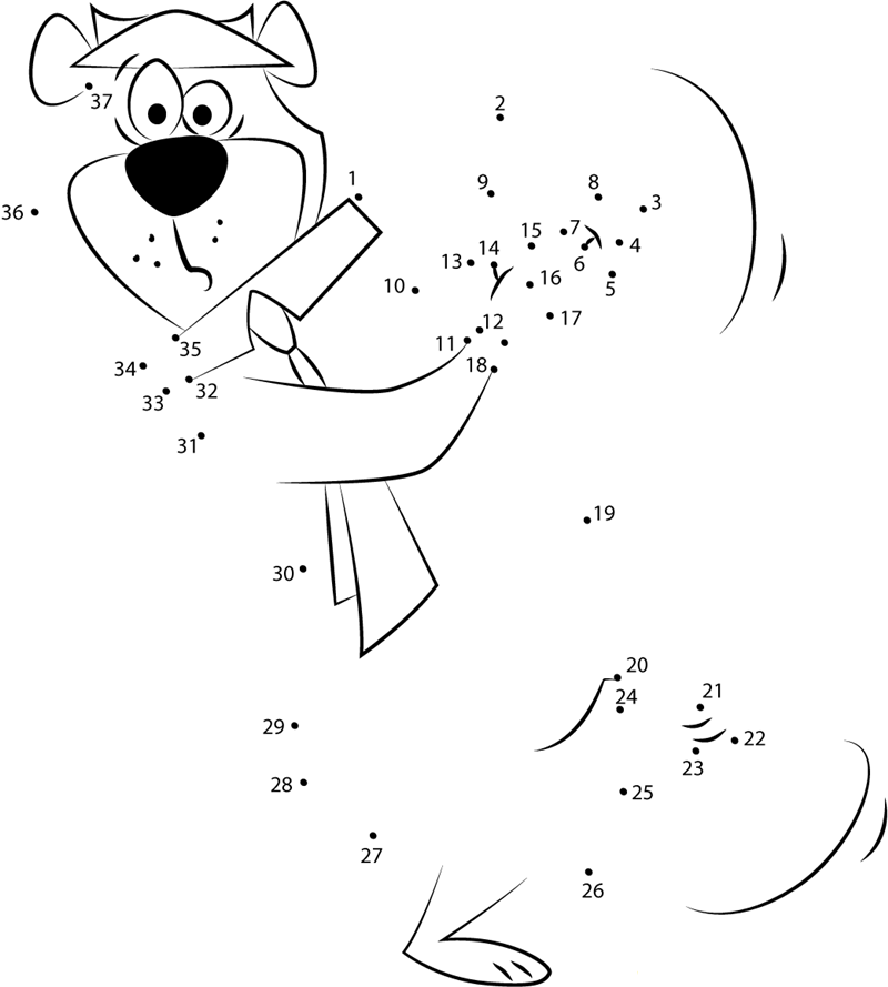 Yogi Bear By Lachlantemplar printable dot to dot worksheet