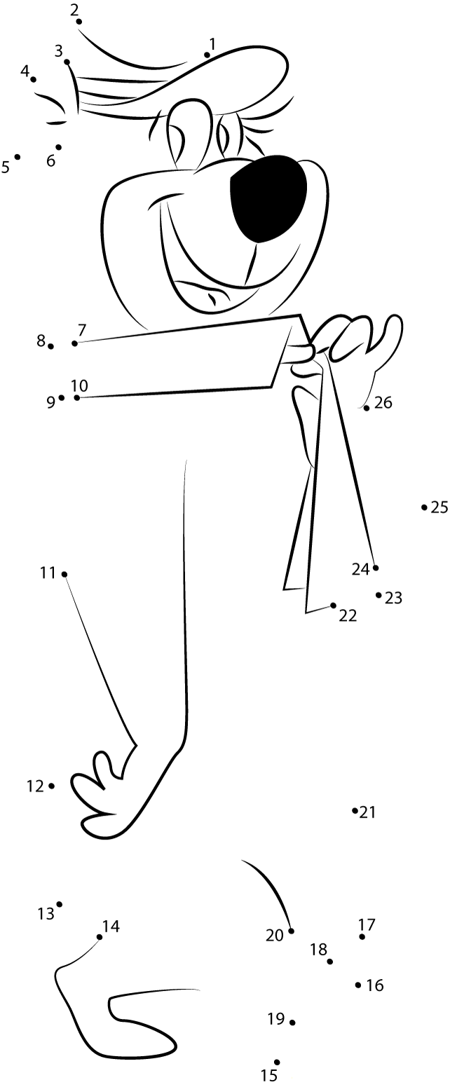 Yogi Bear Walking printable dot to dot worksheet