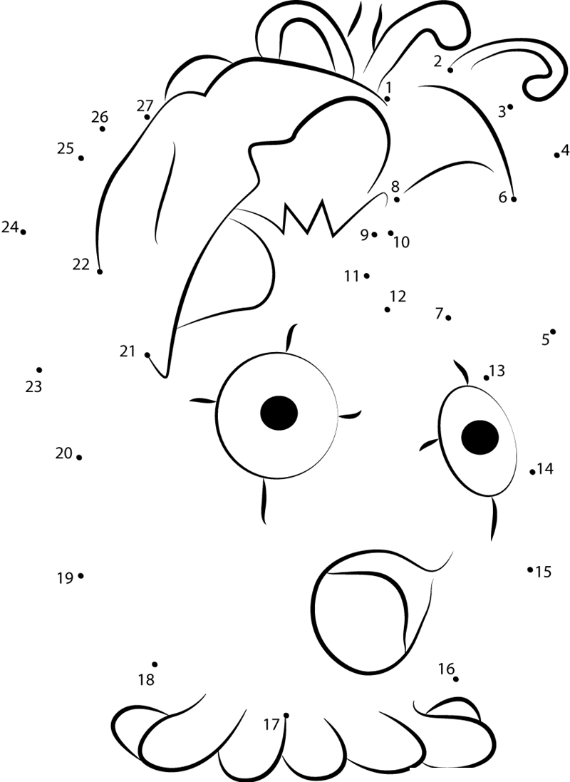 Cute Yokomon printable dot to dot worksheet