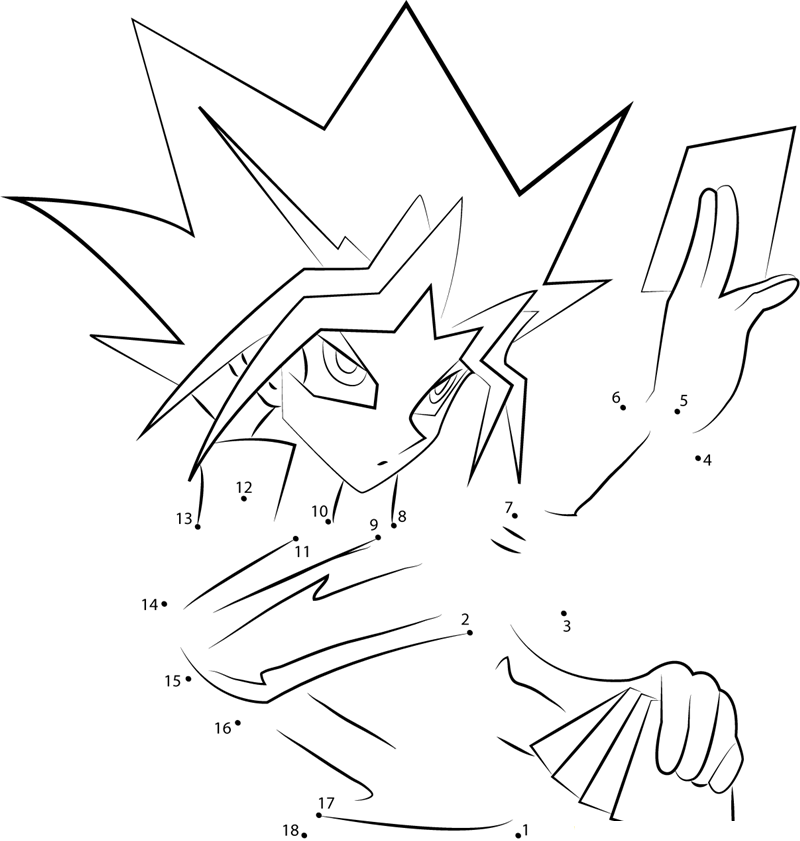 Angry Yu Gi Oh printable dot to dot worksheet