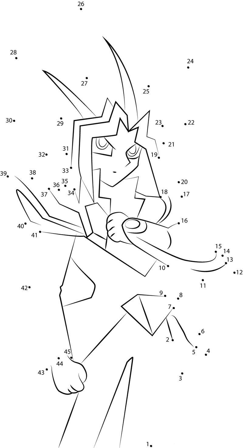 Cute Yu Gi Oh printable dot to dot worksheet