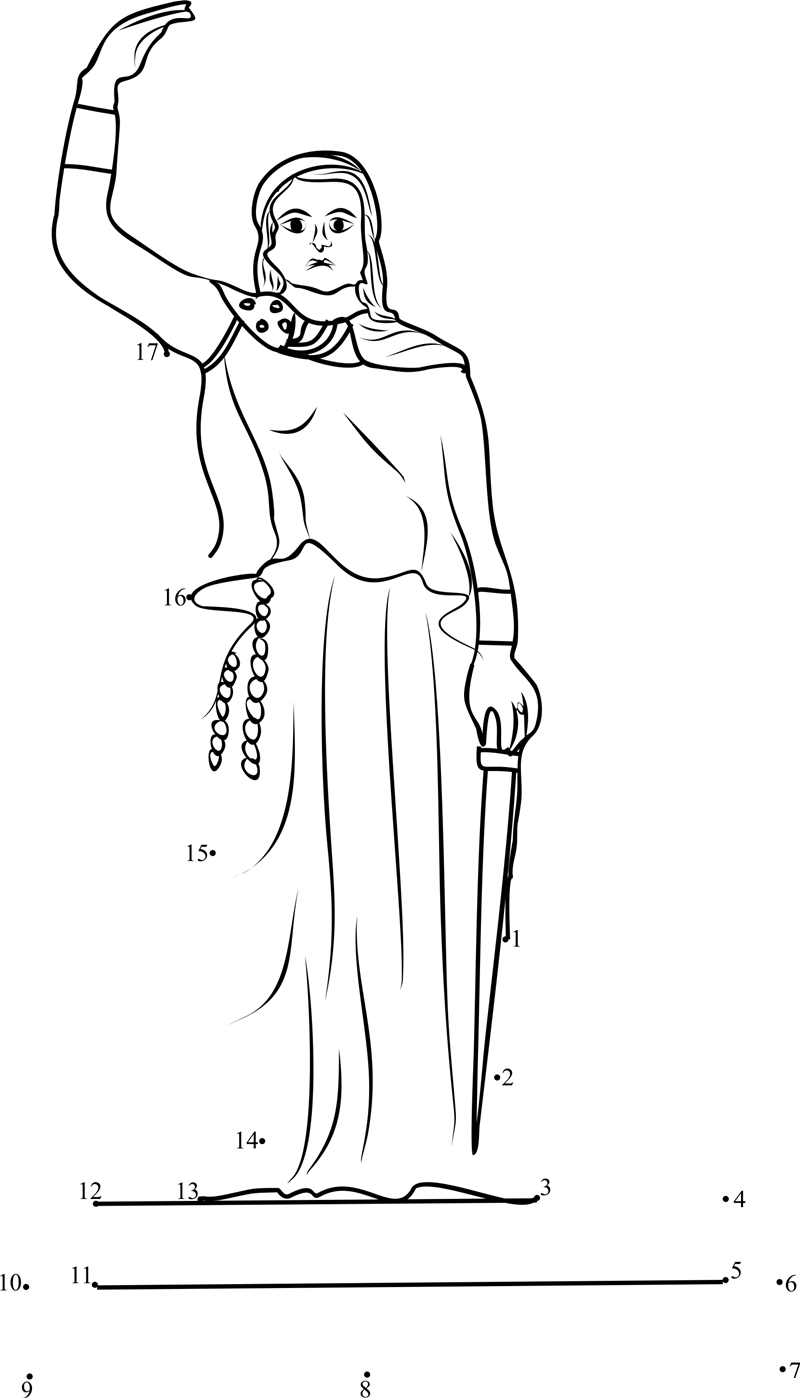 Statue Of Dyhia In Khenchela dot to dot worksheet