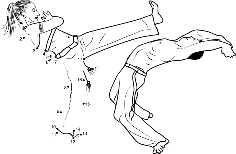 Dance Fight Art Of Capoeira dot to dot worksheet