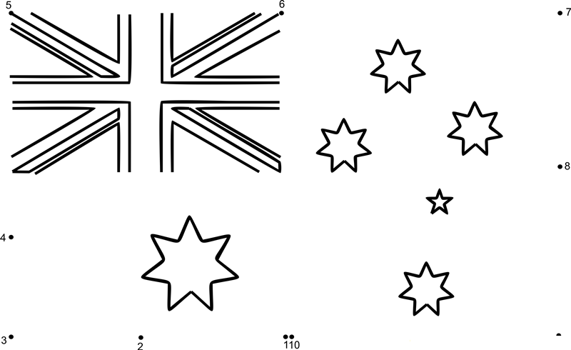 Flag Of Australia printable dot to dot worksheet