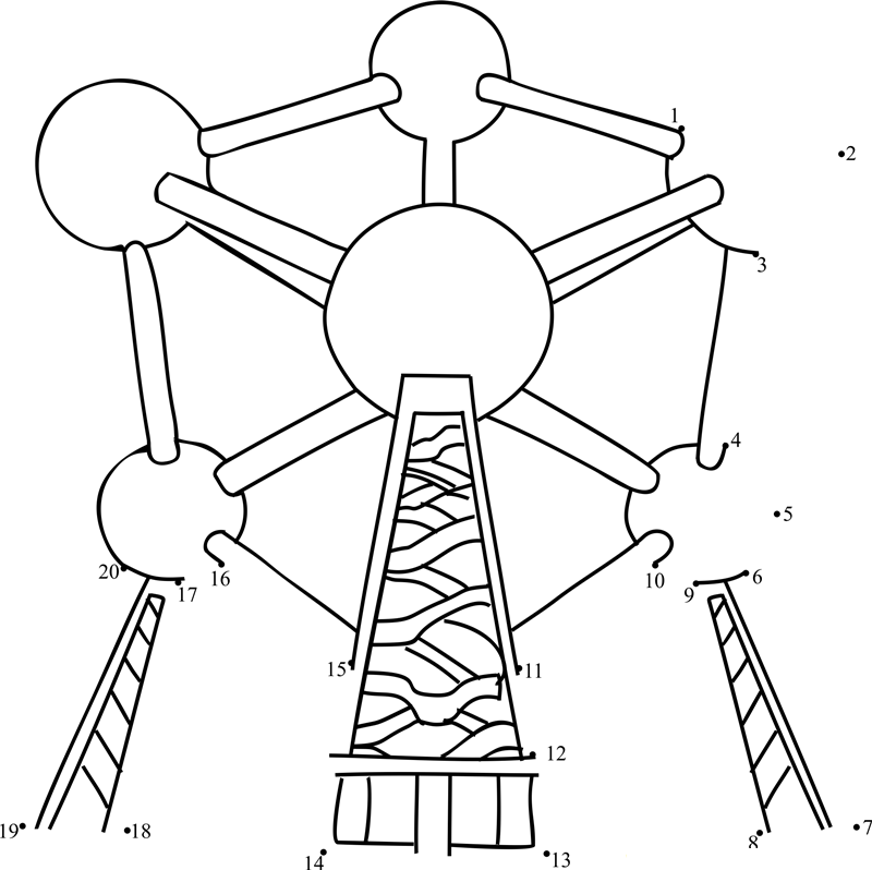 Atomium printable dot to dot worksheet