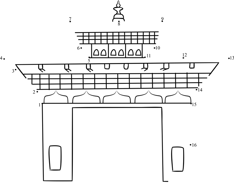 Bhutan Gate printable dot to dot worksheet