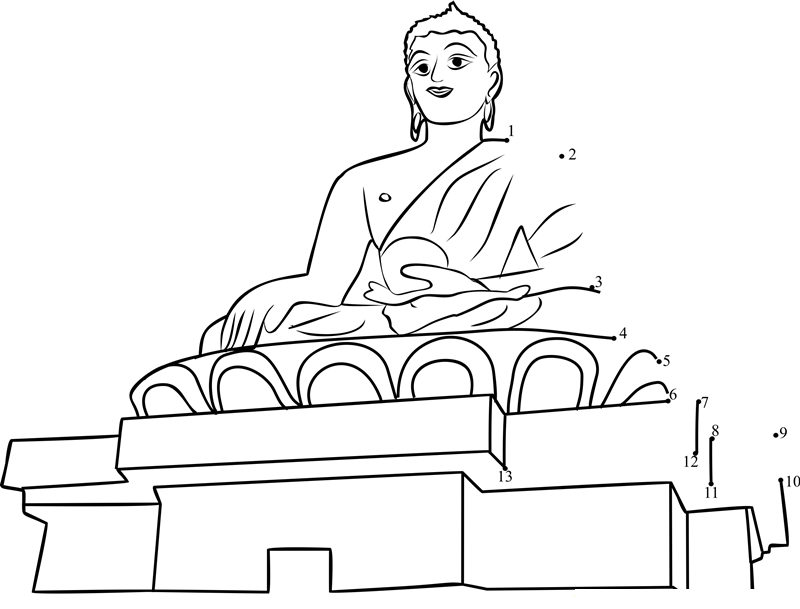 Buddha Dordenma Statue In Thimphu Bhutan printable dot to dot worksheet