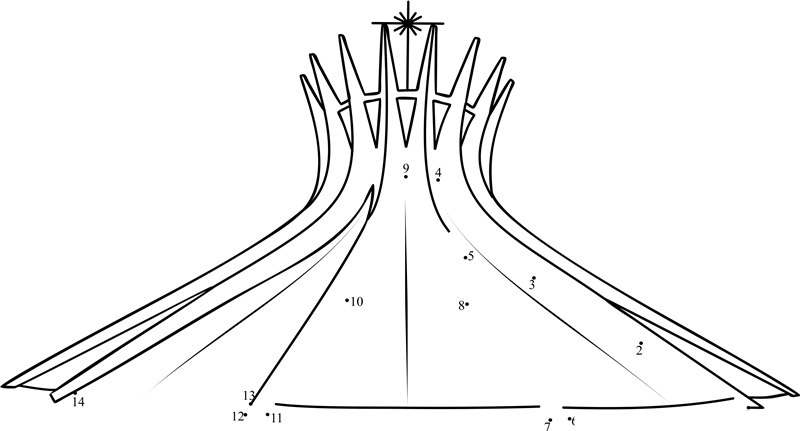 Brasilia Cathedral Brazil printable dot to dot worksheet