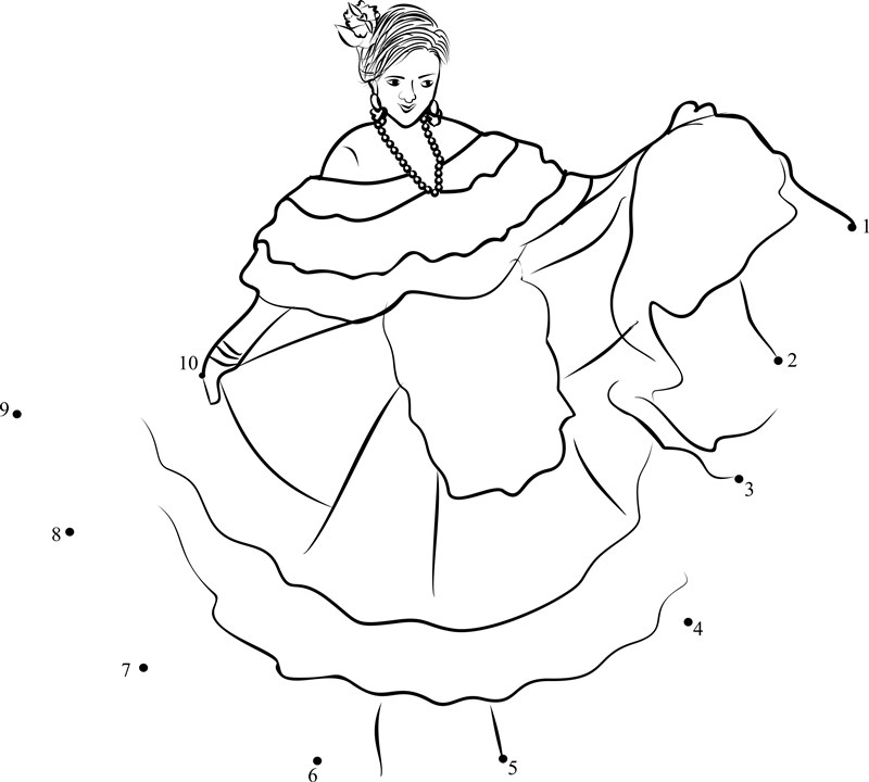 Brazil Traditional Dress printable dot to dot worksheet