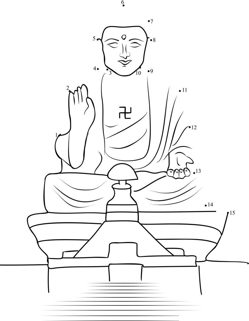 Buddha Statue In Kaohsiung Taiwan printable dot to dot worksheet