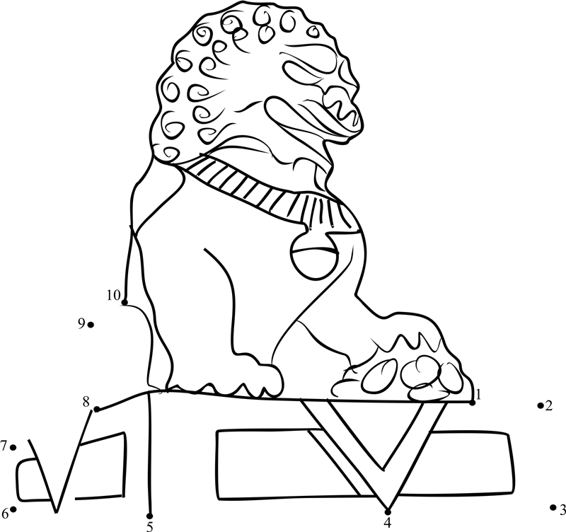 Forbidden City Lion printable dot to dot worksheet