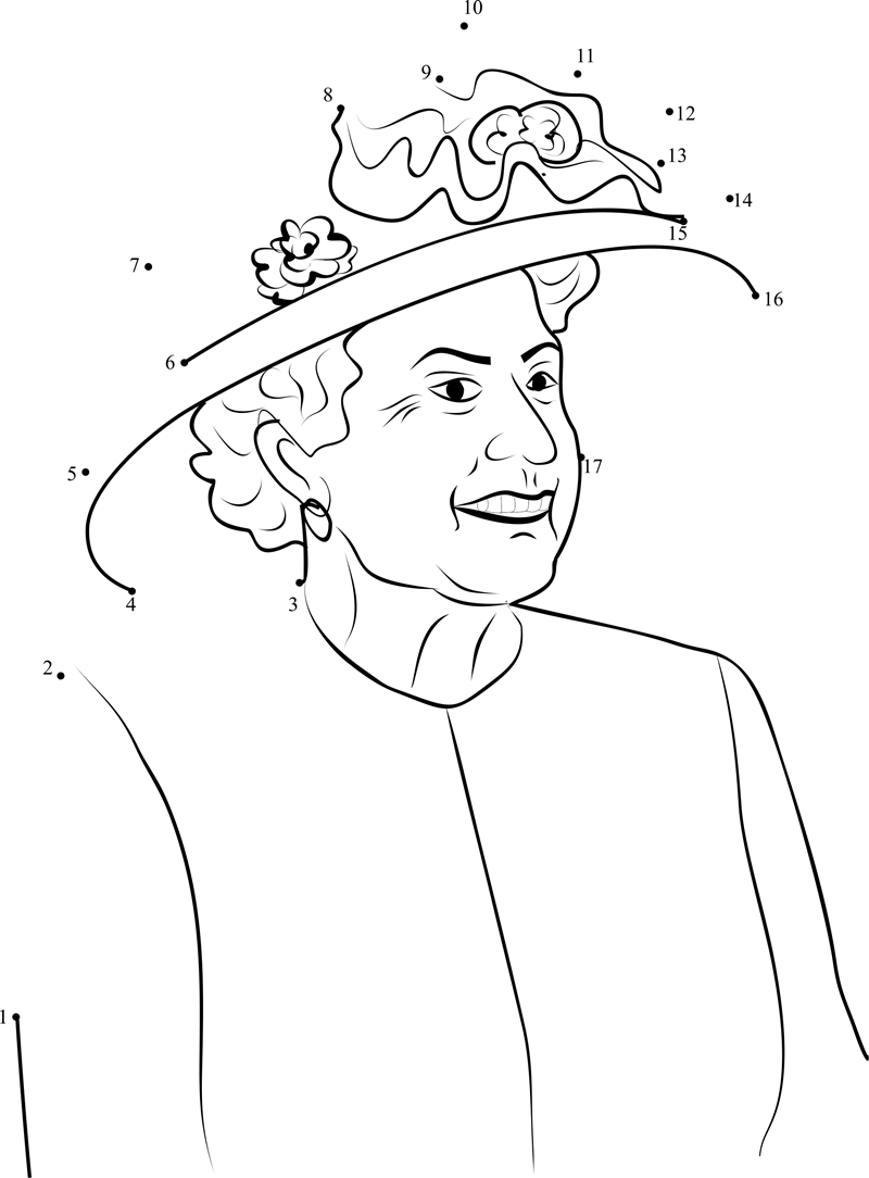 Queen Elizabeth London printable dot to dot worksheet