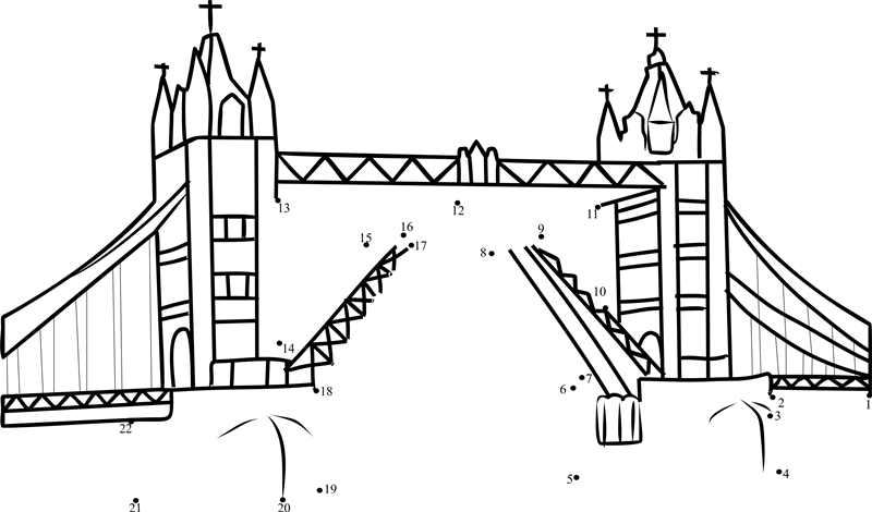 Tower Bridge In London printable dot to dot worksheet