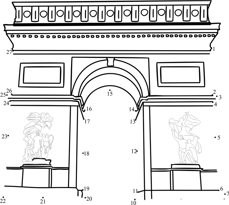 Arc De Triomphe printable dot to dot worksheet