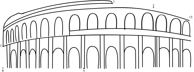 Nimes Arena France printable dot to dot worksheet