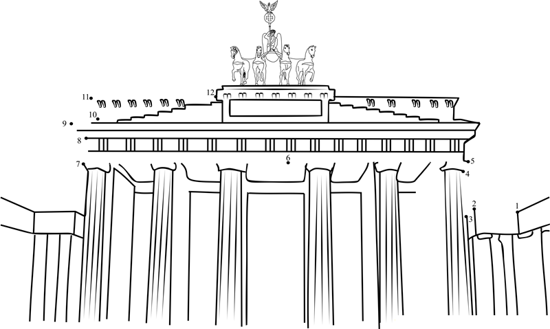 Brandenburg Gate Germany printable dot to dot worksheet