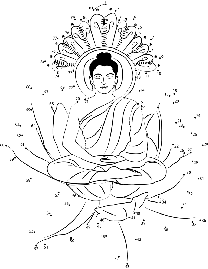 Buddha printable dot to dot worksheet