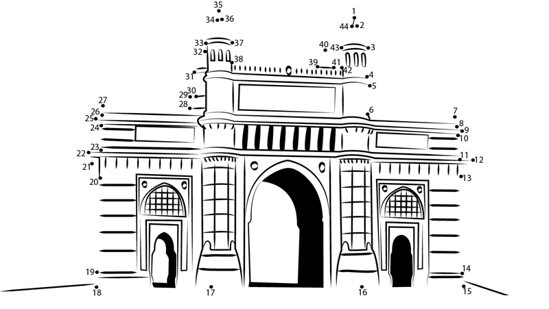 Gateway Of India printable dot to dot worksheet