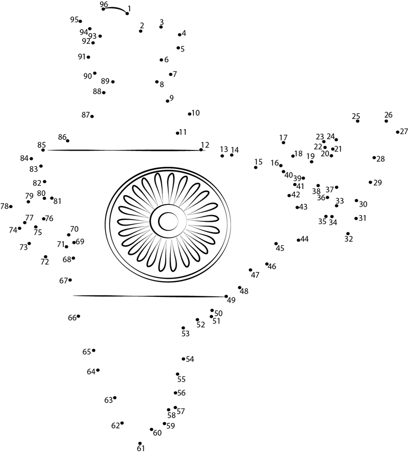 India Map printable dot to dot worksheet