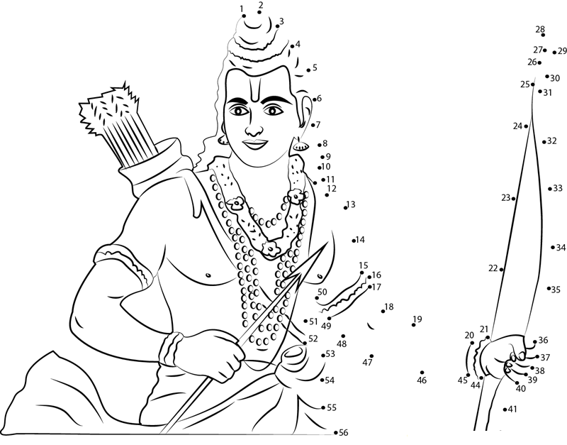 Jai Shree Ram printable dot to dot worksheet