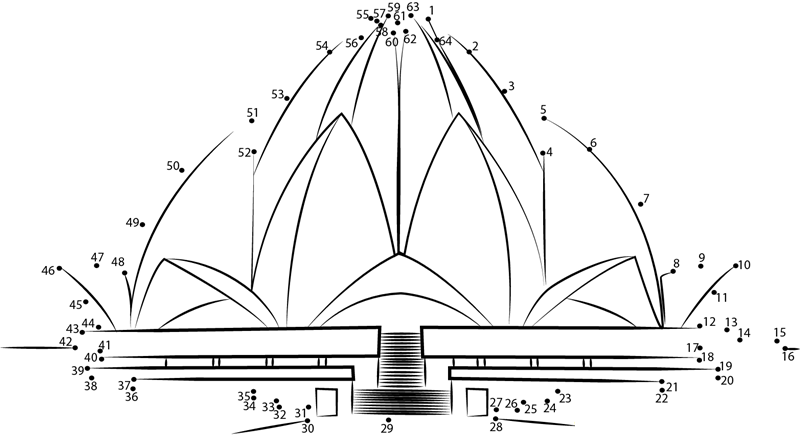 Lotustemple India printable dot to dot worksheet