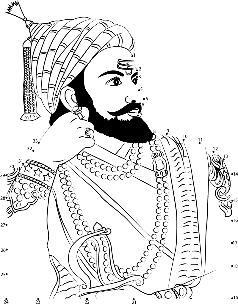 Shivaji Maharaj printable dot to dot worksheet