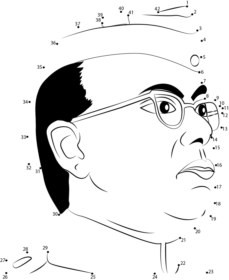 Subhash Chandra Bose printable dot to dot worksheet