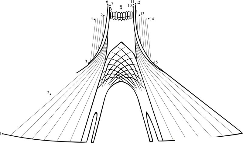 Azadi Tower In Tehran printable dot to dot worksheet