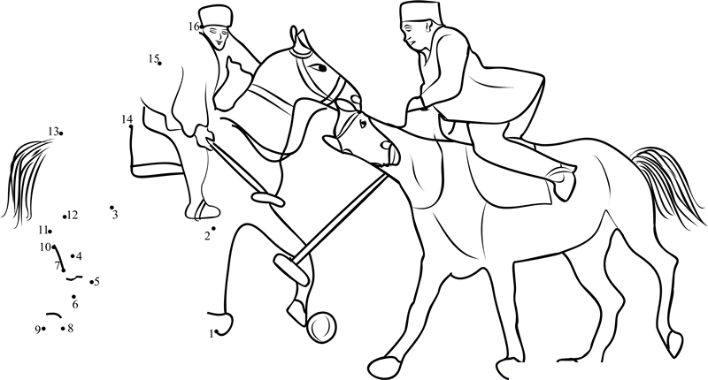 Horse Riding Game Iran printable dot to dot worksheet