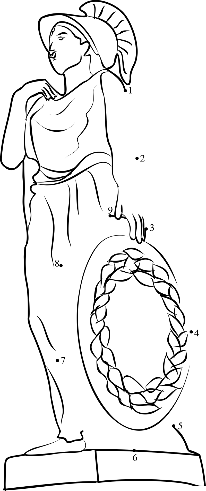 Goddess Statues printable dot to dot worksheet