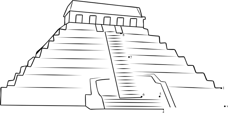 Maya Pyramid At Palenque Mexico printable dot to dot worksheet