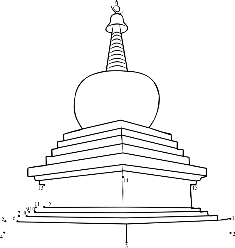 European Buddhist Monastery printable dot to dot worksheet