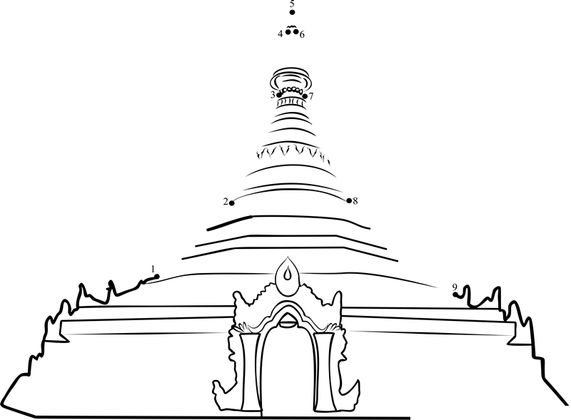 Lumbini Birthplace Of Buddha Nepal printable dot to dot worksheet