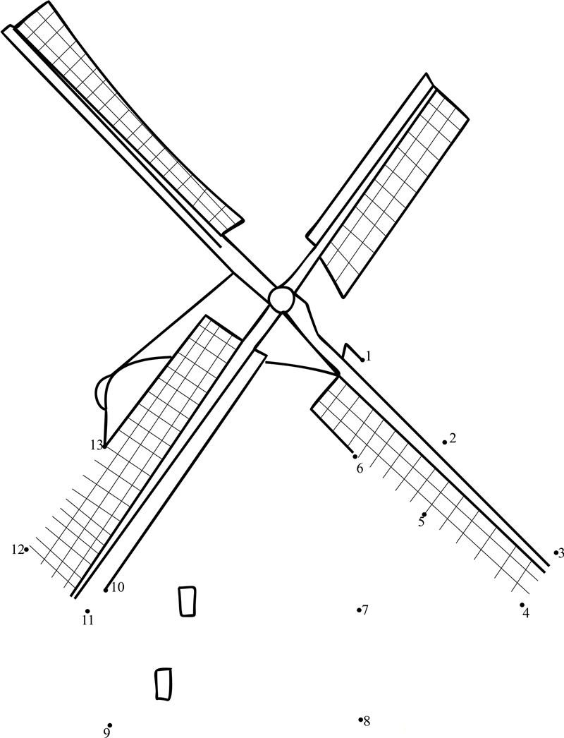 Torenmolen printable dot to dot worksheet