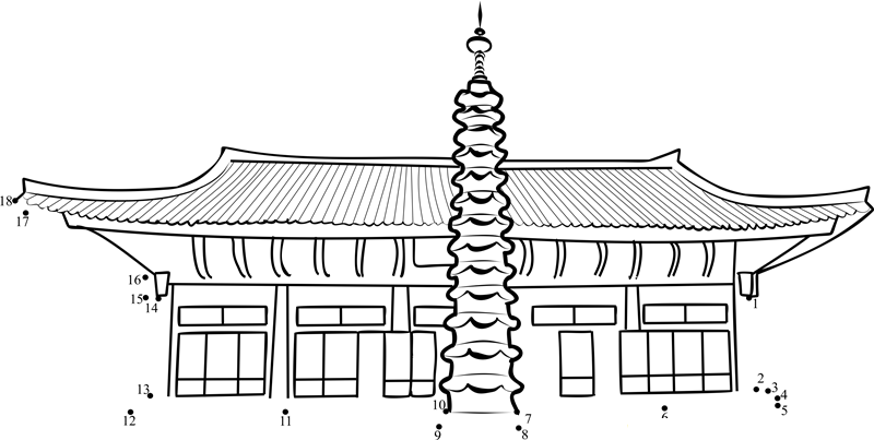 North Korea Temple Of Modern Buddhism At Pohyun printable dot to dot worksheet