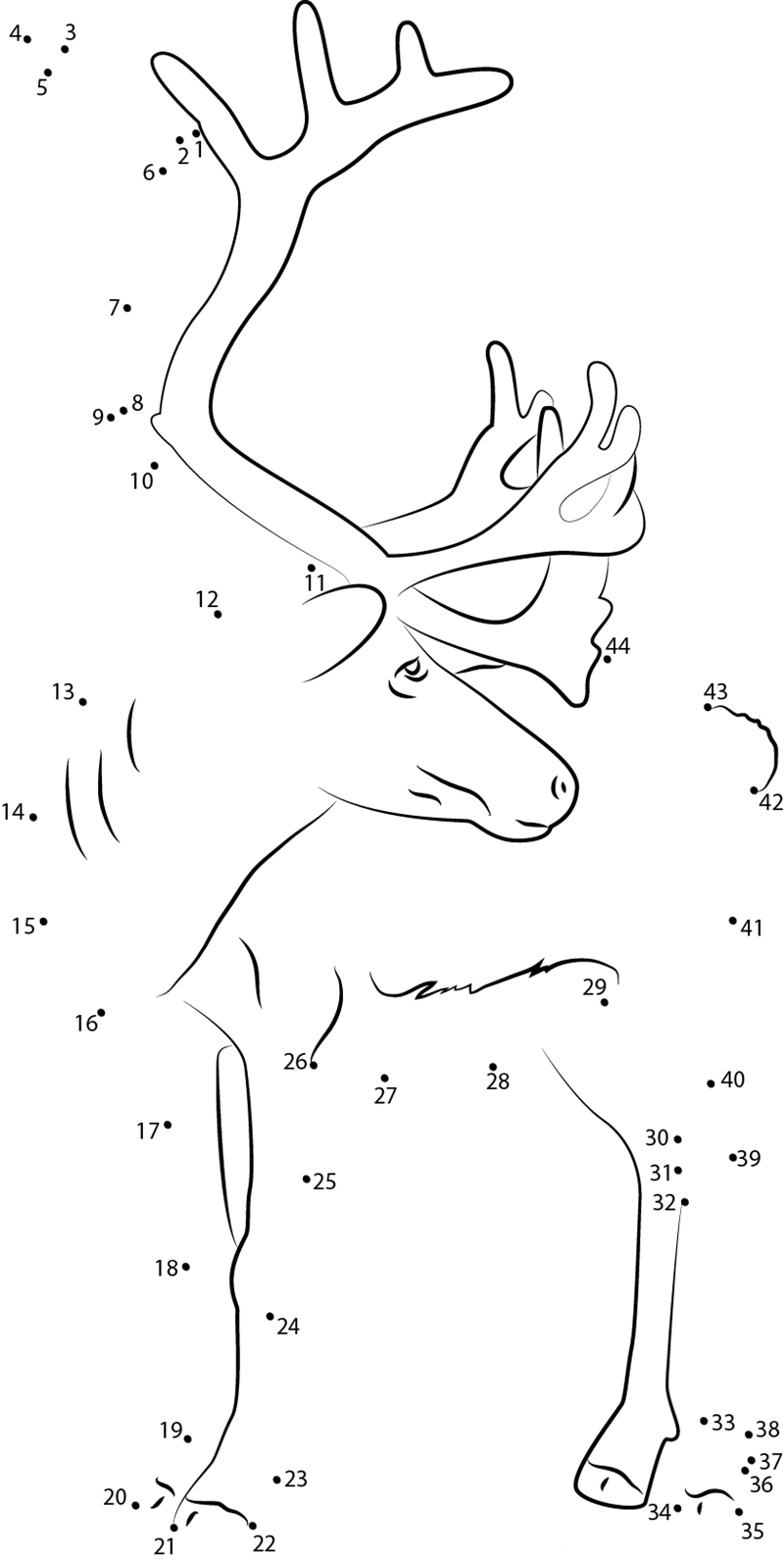 Reindeer dot to dot worksheets