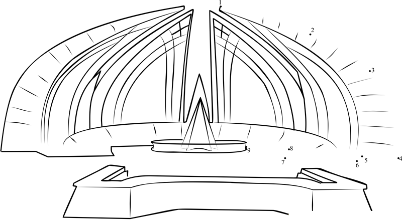 Pakistan Faisal Mosque In Islamabad printable dot to dot worksheet