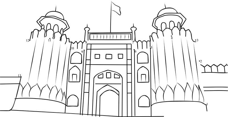 The Lahore Fort printable dot to dot worksheet