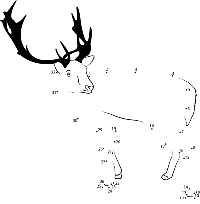 Reindeer Lokking Back printable dot to dot worksheet