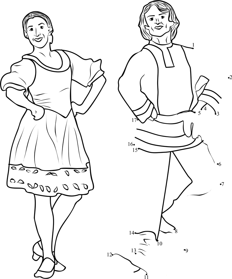 Russian Folk Dance Barynya printable dot to dot worksheet