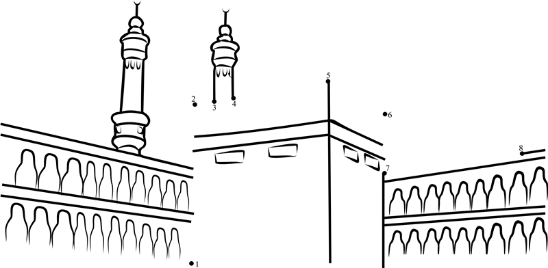 Mecca Saudi Arabia Kaaba printable dot to dot worksheet