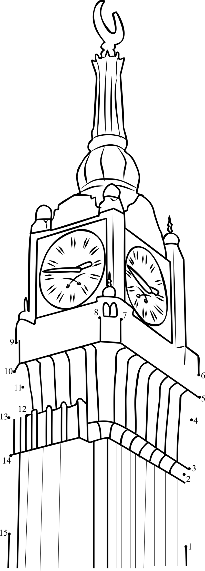 Saudi Arabia Clock Tower printable dot to dot worksheet