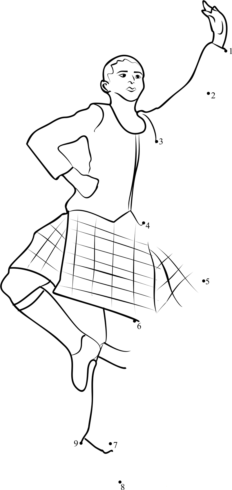 Traditional Scottish Dance printable dot to dot worksheet