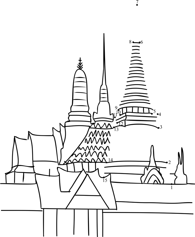 Bangkok Grand Palace Stupa dot to dot worksheets