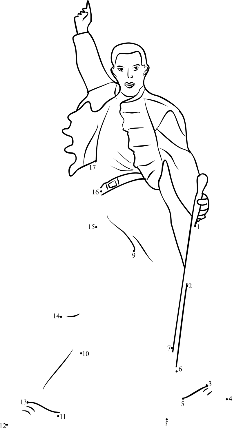 Freddie Mercury X27 S Statue In Montreux printable dot to dot worksheet