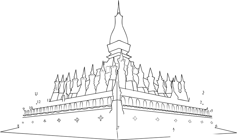 That Luang Temple Thailand dot to dot worksheets